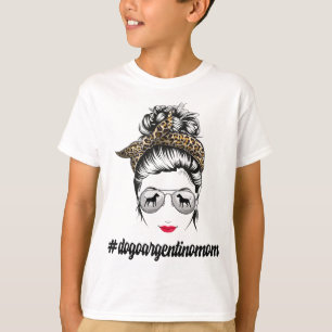 T-shirt Dogo Argentino Chien Maman Messy Bun Leopard Femme