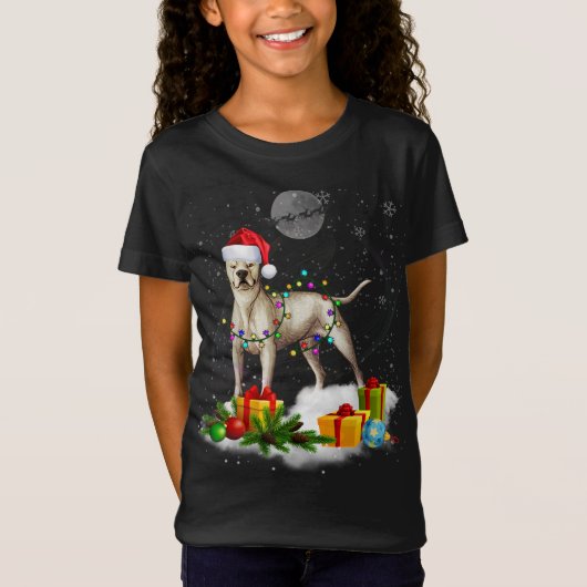 T-Shirt Dogo Argentino Dogo Dogo Dogo Feux de Noël Chien P (Devant)