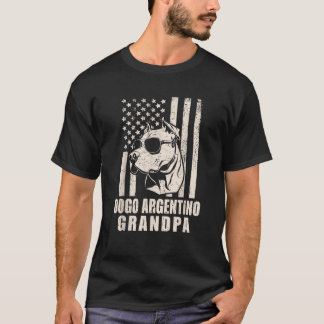 T-shirt Dogo Argentino Vintage Grand-père Drapeau Américai