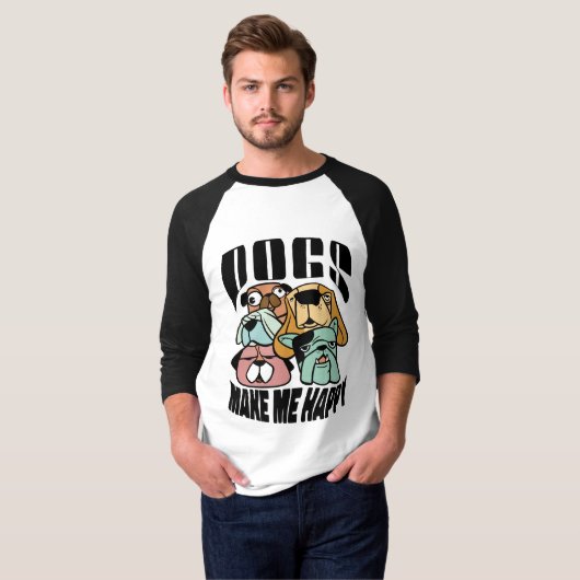 T-shirt Dogs Make Me Happy (Devant entier)