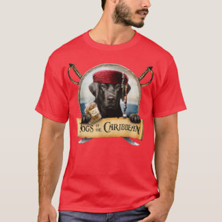 T-shirt Dogs of the Caribbean Cute Black Labrador Pirate