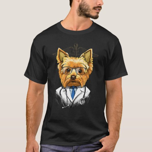 T-shirt Dogtor Yorkshire Terrier Vet Doctor Physicien Anim (Devant)