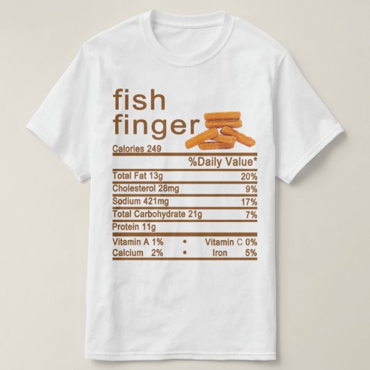 T-shirt doigt de poisson étiquette de la valeur nutritive (Design devant)