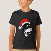 T-shirt Doigt Rottweiler portant le chapeau de Noël rouge (Devant)
