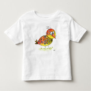 T-shirt d'oiseau jaune blanc mignon