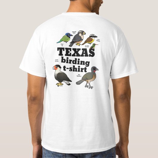 T-shirt d'oiseaux du Texas (dessin sur le dos) (Dos)