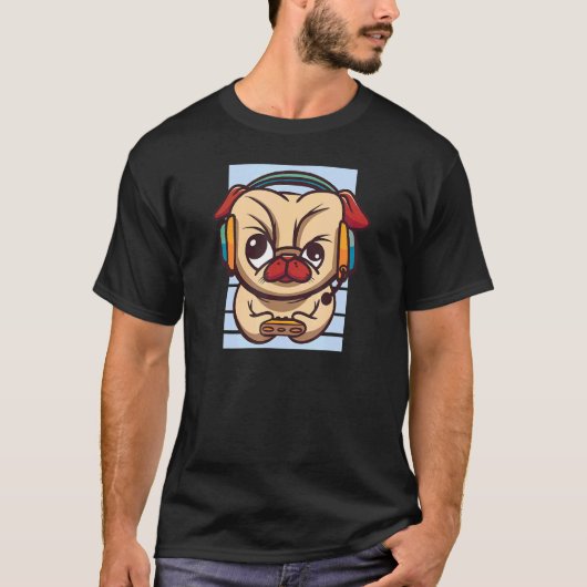 T-shirt Doller Gaming Mops Vidéo Jeu Ordinateur Vidéo (Devant)