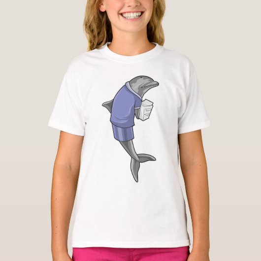 T-shirt Dolphin as Secretary with Stack of paper (Devant)