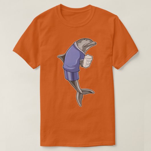 T-shirt Dolphin as Secretary with Stack of paper (Design devant)