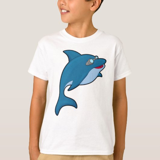 T-shirt Dolphin at Swimming with Swimming goggles (Devant)