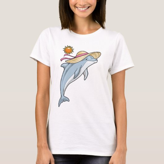 T-shirt Dolphin Beach Straw hat Summer (Devant)