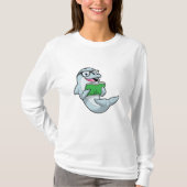 T-shirt Dolphin Nerd avec lunettes et livre (Devant)