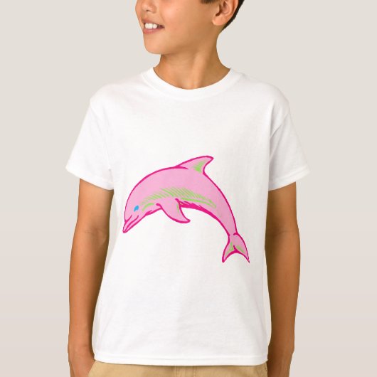 T-shirt Dolphin rose et vert (Devant)