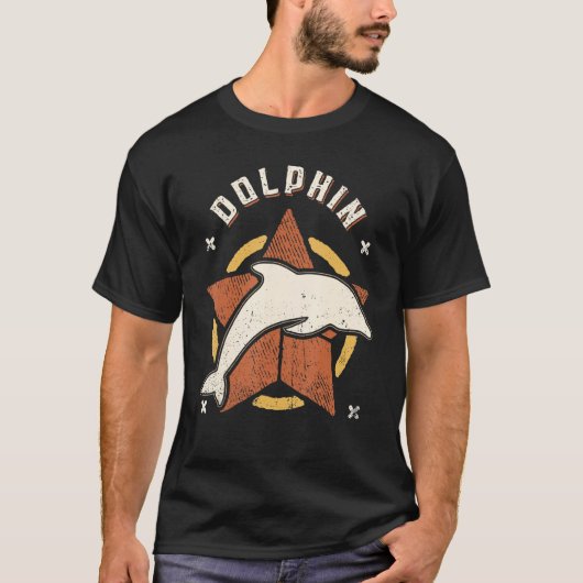 T-shirt Dolphin Vintage Retro Classic Animal (Devant)