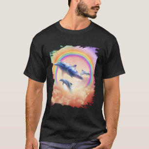 T-shirt Dolphins Arc-En-Ciel Nager Dans Les Nuages