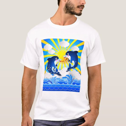 T-shirt Dolphins avec Sun Ajouter un nom Texte Personnalis (Devant)