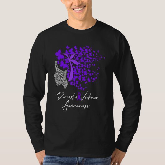 T-shirt Domestic Violence Awareness Purple Butterflies (Devant)