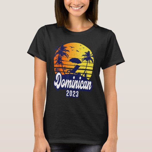T-shirt Dominican Republic 2023 Sunset Beach Retro (Devant)