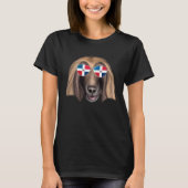 T-shirt Dominican Republic Flag Afghan Hound Dog Pocket (Devant)