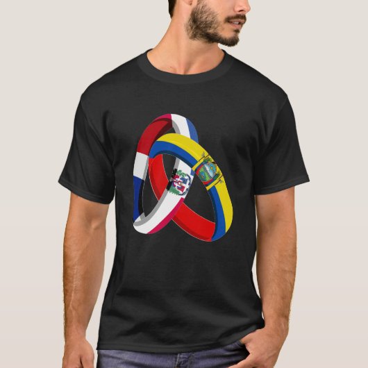 T-shirt Dominican Republic Flag Ecuador Grown Ring Marriag (Devant)