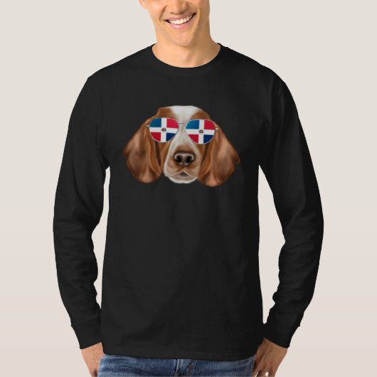 T-shirt Dominican Republic Flag Welsh Springer Spaniel Dog (Devant)