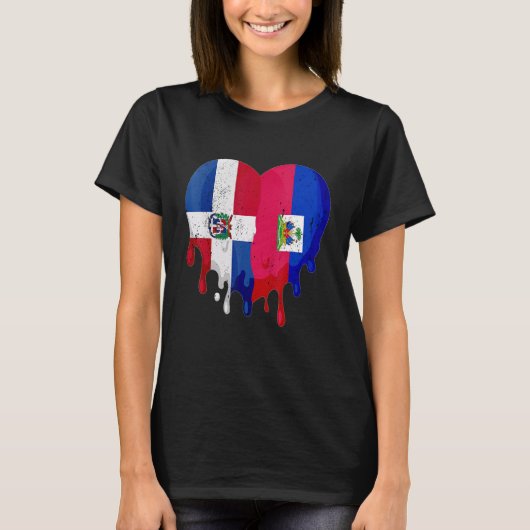 T-shirt Dominican Republic Haiti Flag Heart Citizen Patrio (Devant)