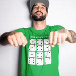 T-shirt Dominos blancs avec points noirs Personnalisé<br><div class="desc">Ajoutez votre propre message personnalisé pour créer le tee-shirt graphique personnalisé parfait. Ce t-shirt présente des illustrations simples,  dessinées à la main,  de dominos blancs avec points noirs et imprimés.</div>