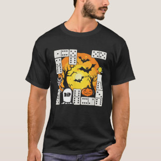 T-shirt Dominos éffrayant Joueur Domino Jeu d'Halloween