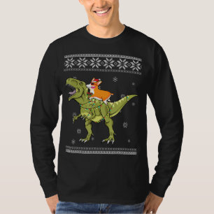 T-shirt Don de chien Corgi Riding T Rex Dinosaur Noël