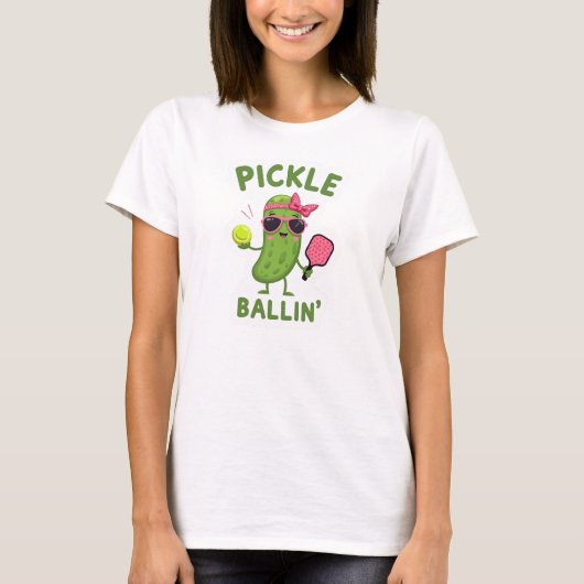 T-shirt Don du joueur de ickleball - "Pickle Ballin" (Devant)