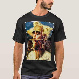 T-shirt Don Quichotte Vintage Abstrait Étalage Aux Windmil