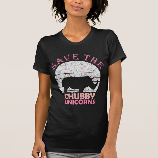 T-shirt Don Save Chubby Unicorn Floral Rhino (Devant)