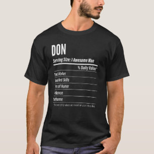 T-shirt Don Taille du service Nutrition Étiquette Calories