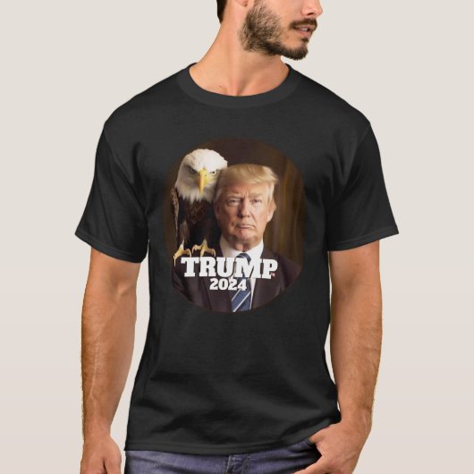 T-shirt Donald Trump 2024 Photo - aigle chauve sur l'épaul (Devant)