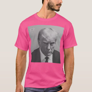 T-shirt Donald Trump Mugshot - Blanc noir