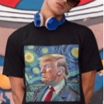 T-shirt Donald Trump Starry Night Van Gogh Art Style 2024<br><div class="desc">Donald Trump dans Van Gogh Starry Night style art,  le président Donald Trump portant son costume classique et sa cravate rouge sur fond d'un ciel étoilé expressionniste abstrait. Festive oeuvre de campagne politique du 45ème président Donald J. Trump ou pour soutenir l'élection de M. Trump en 2024.</div>