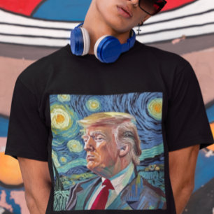 T-shirt Donald Trump Starry Night Van Gogh Art Style 2024