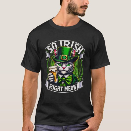 T-shirt Donc Irlandais droit Meow St Patrick s Day Bière L (Devant)
