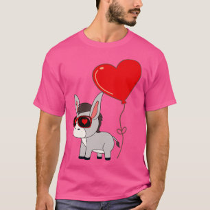 T-shirt Donkey Avec Coeur Balloon Valentines Jour Amour Ga