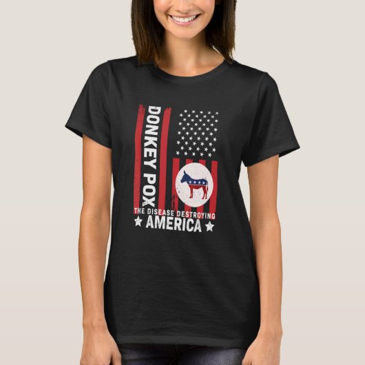 T-shirt Donkey Pox Disease Distressed USA Flag Destroying (Devant)