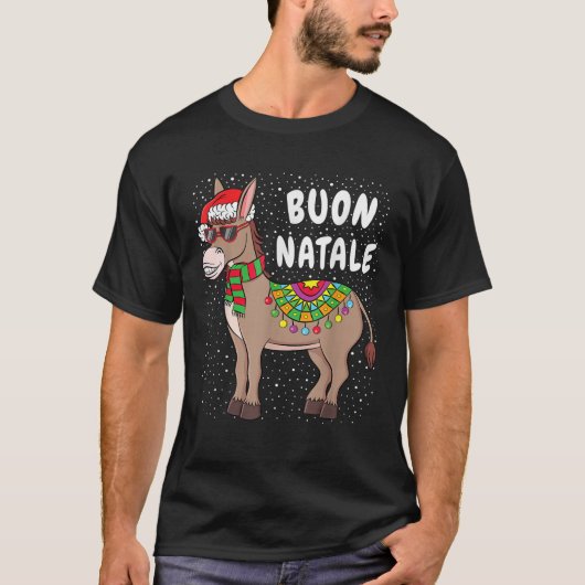 T-shirt Donkey T Shirt Buon Natale American Itale (Devant)