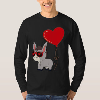 T-shirt Donkey With Heart Balloon Valentines Day Love Boys