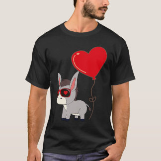 T-shirt Donkey With Heart Balloon Valentines Day Love Boys