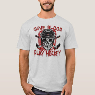 T-shirt Donner du sang au hockey noir