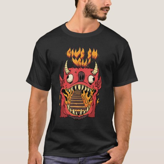 T-shirt Donnez Em Hell Lucifer Satanic Devil Occulte Anti (Devant)