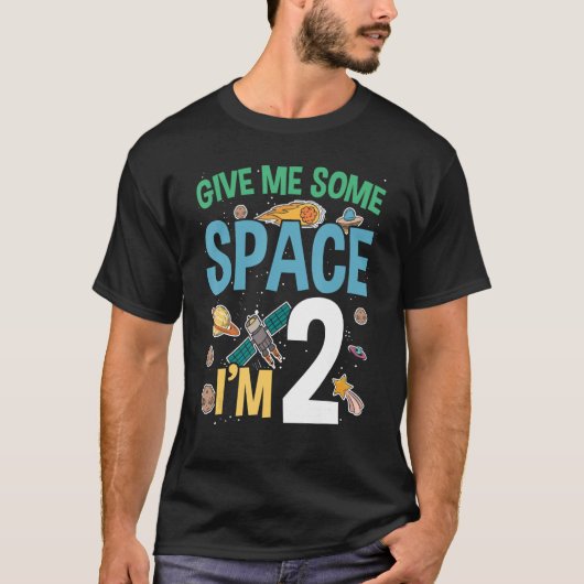 T-shirt Donnez-moi de l'espace, j'ai 2 ans Joyeux annivers (Devant)