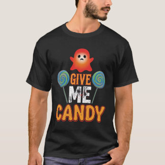 T-shirt Donnez-moi des bonbons Halloween Fantôme_1