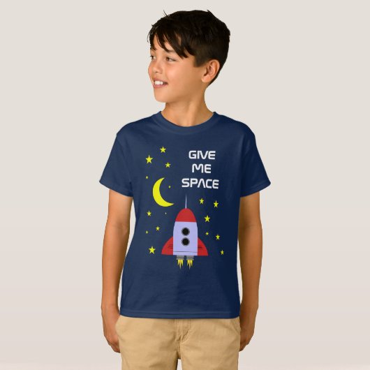 T-shirt Donnez-Moi Spatiale Rocket Ship Et Étoiles (Devant entier)