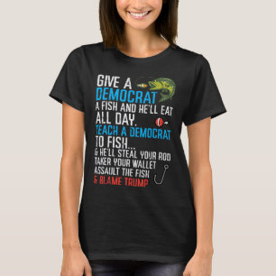 T-shirt Donnez un poisson démocrate drôle de pêche hommes