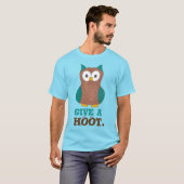 T-shirt Donnez une HOOT Cartoon Chouette Oiseau Oiseaux Ye (Devant entier)